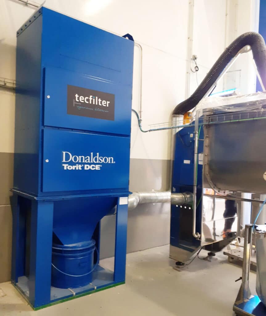 sistema de captacion de polvo en agitador-mezclador en sector alimentacion