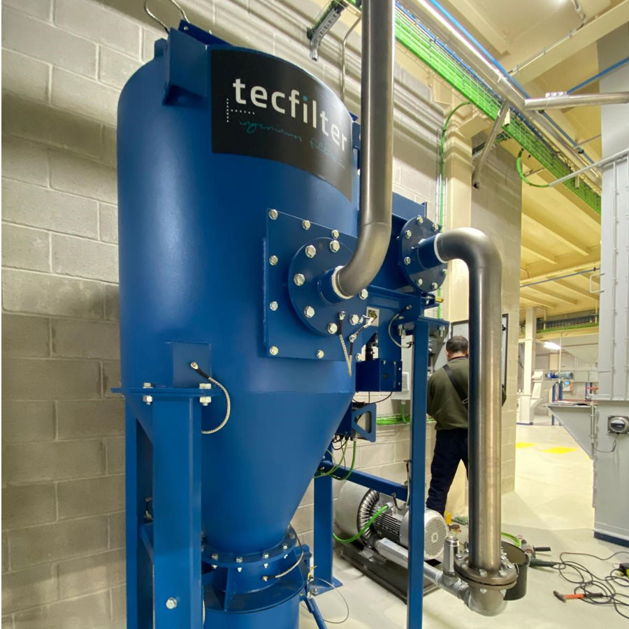 Sistema de aspiración centralizada para nave industrial de producción de pienso