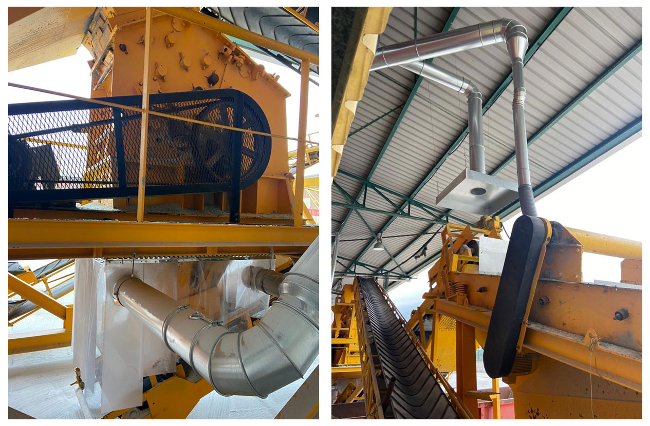 Sistema de captación polvo vidrio triturado