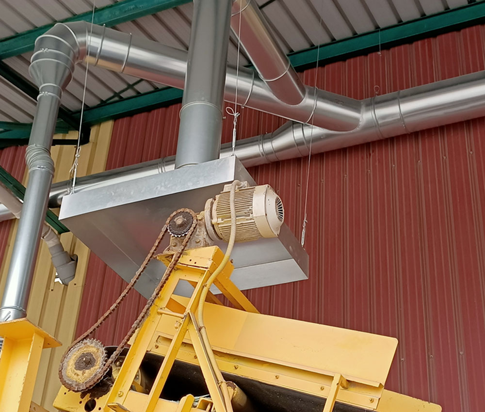 Sistema de captación polvo vidrio triturado