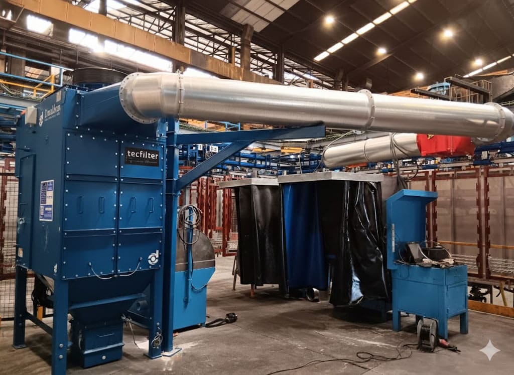 Sistema de captación de polvo de repasado de piezas de aluminio en sector de la automoción