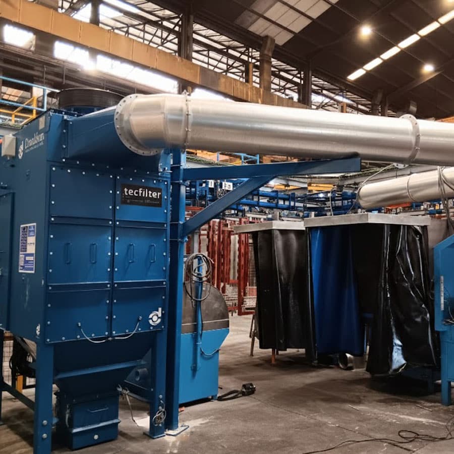 Sistema de captación de polvo de repasado de piezas de aluminio